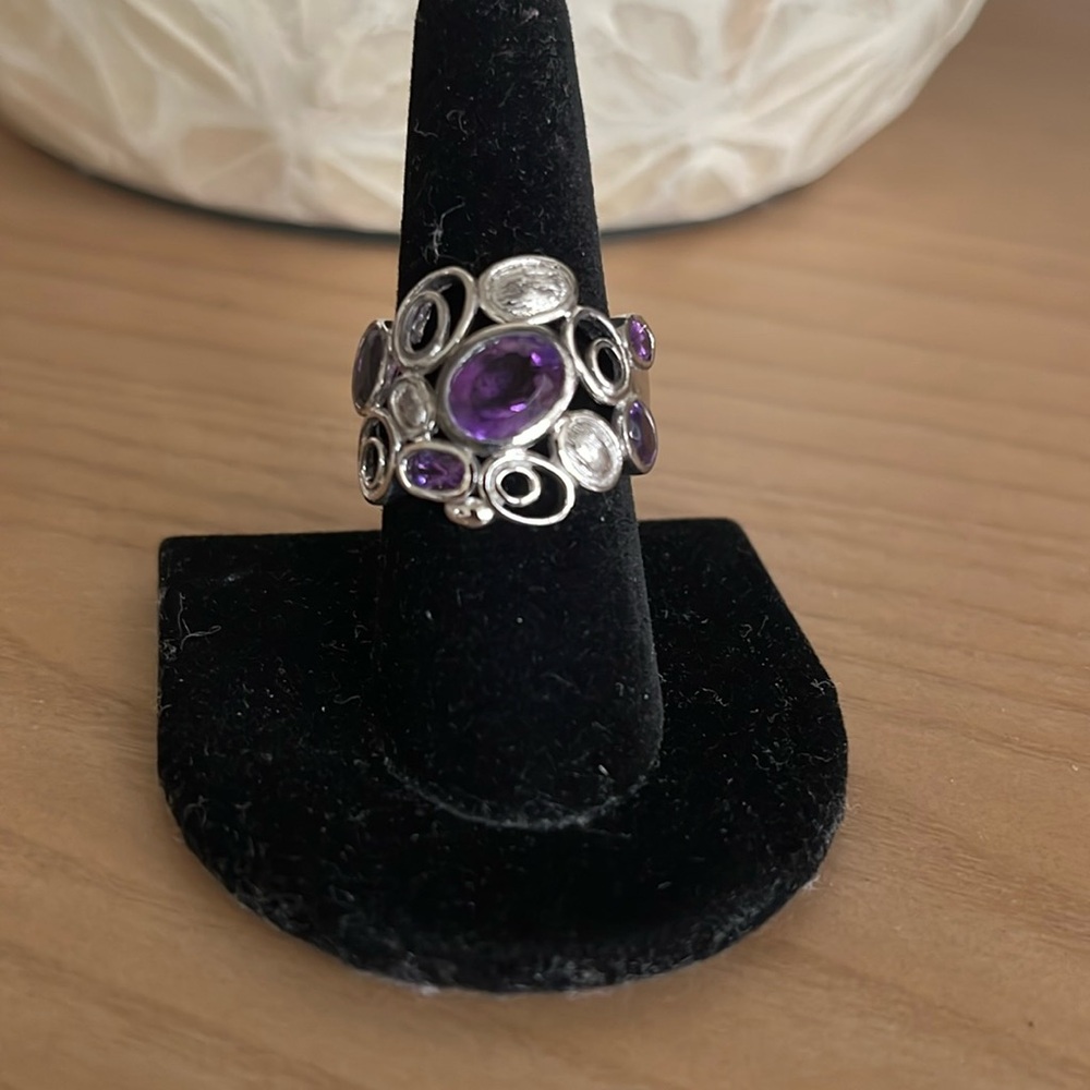 Elegant Sterling Silver and Amethyst Gemstone Ring